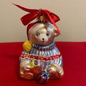 Vintage Glass Holiday Bear Ornament